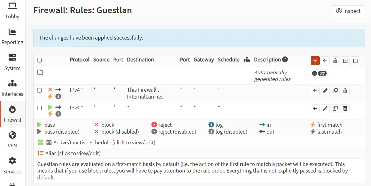 Example Firewall Rules, I don't want LAN to be able to access other network