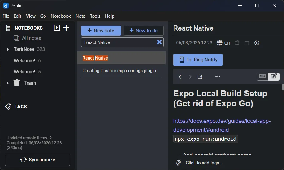 Joplin search only shows file name