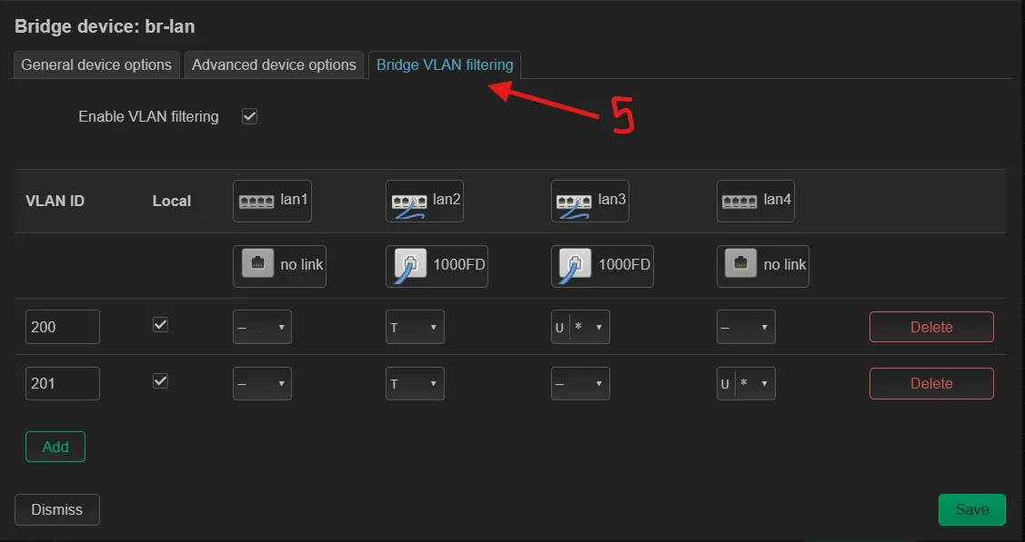 Bridge VLAN filtering